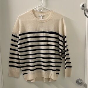 Banana Republic Cream and Navy Striped Sweater. 100% Cashmere. Loose fit.